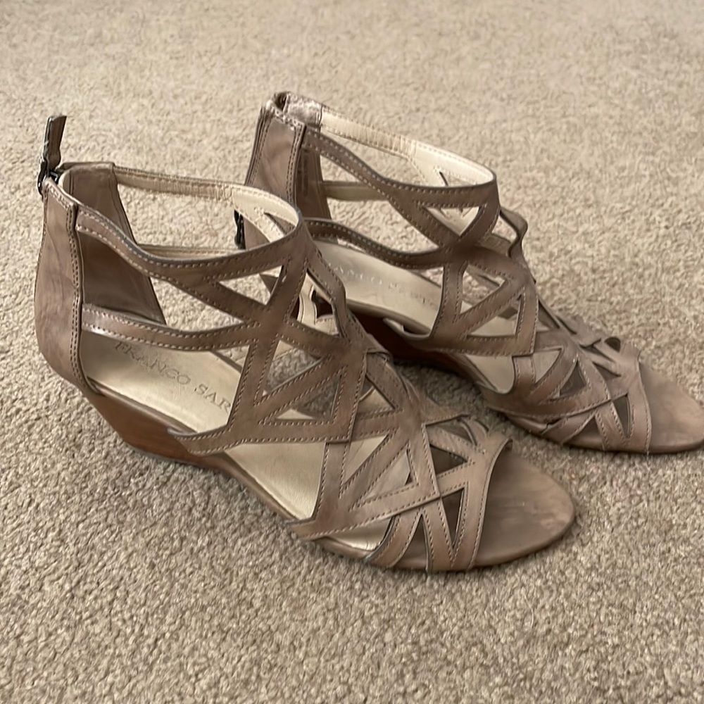 Franco Sarto tan wedged sandals